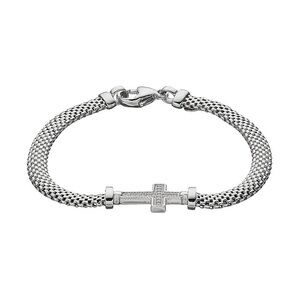 Mia Fiore - Crystal Sterling Silver Mesh Cross Bracelet